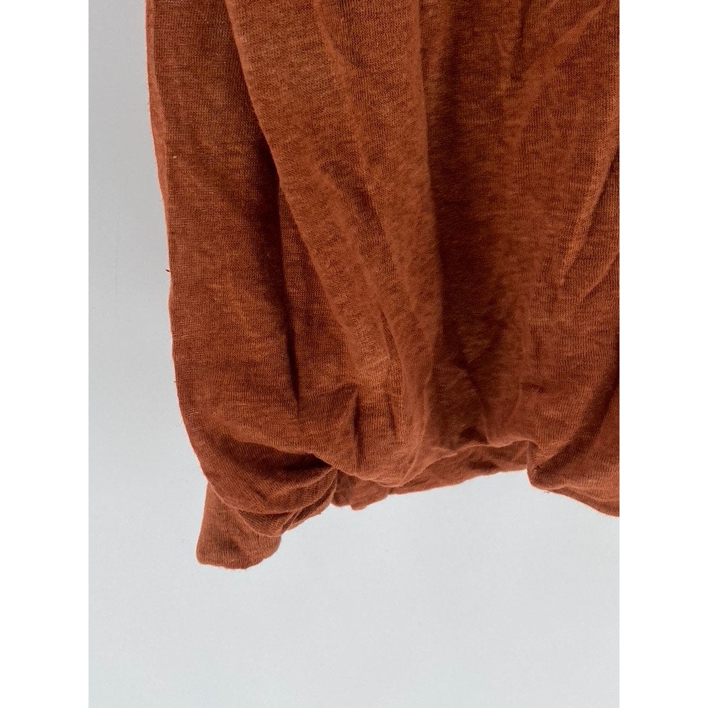 TRACY REESE NEW YORK Women's Burnt Orange Linen Scoop-Neck Drapey Midi Dress SZS