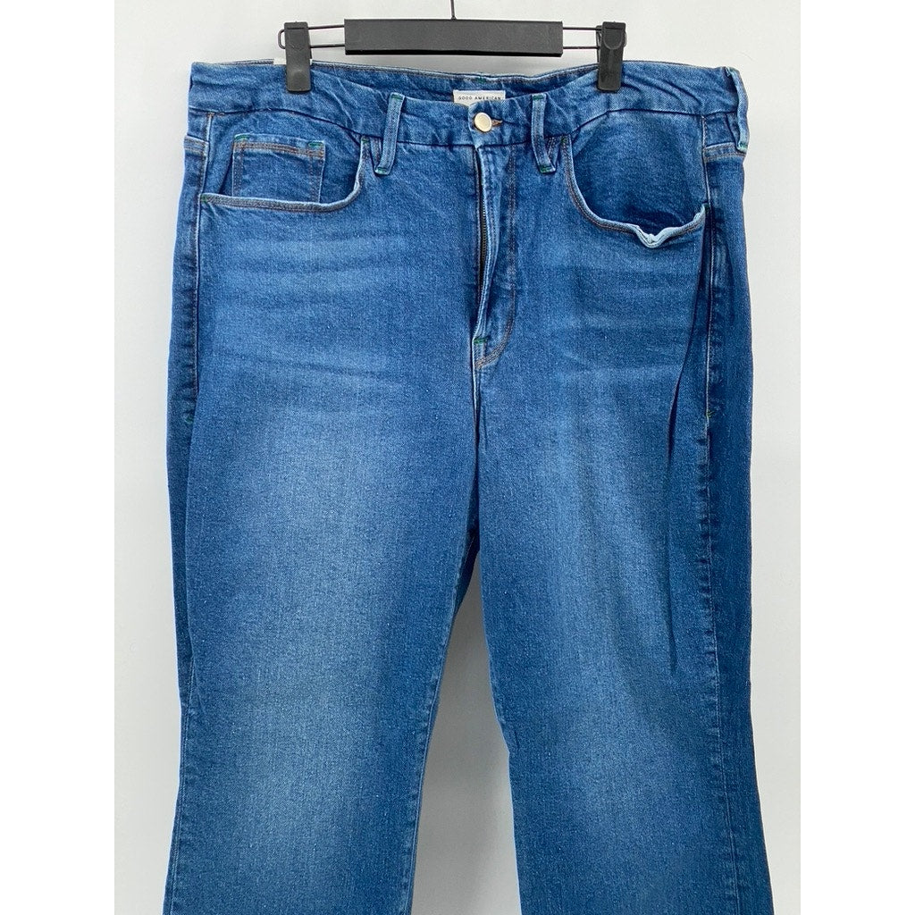 GOOD AMERICAN Women's Medium Blue Denim High-Rise Skinnyish-Leg Jean SZ 18