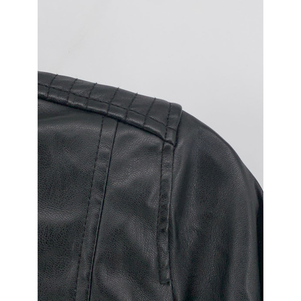 ART CLASS Girls’ Black Faux Leather Zip-Up Long Sleeve Moto Jacket SZ XL(14-16)