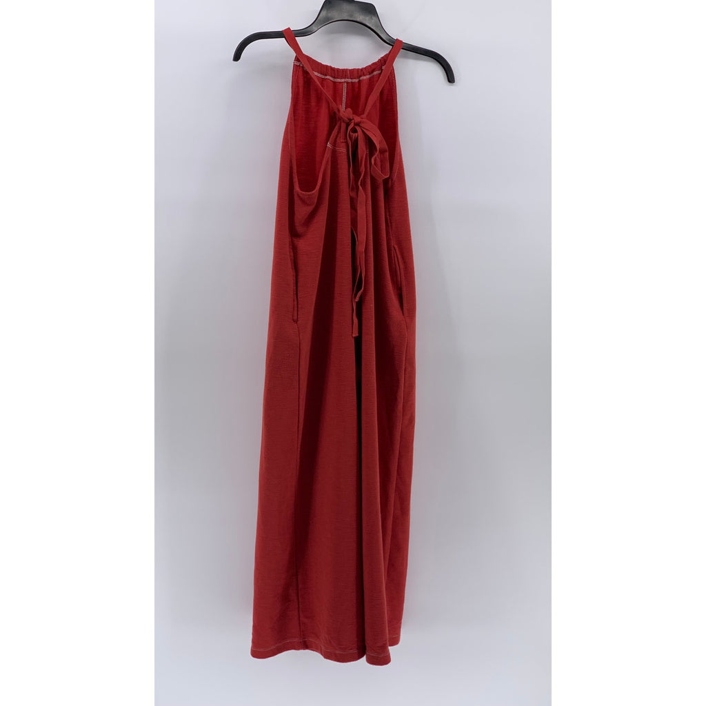 FREAKS STORE Women's Red Textured Sleeveless Halter Tie-Back Jumpsuit SZ M/L