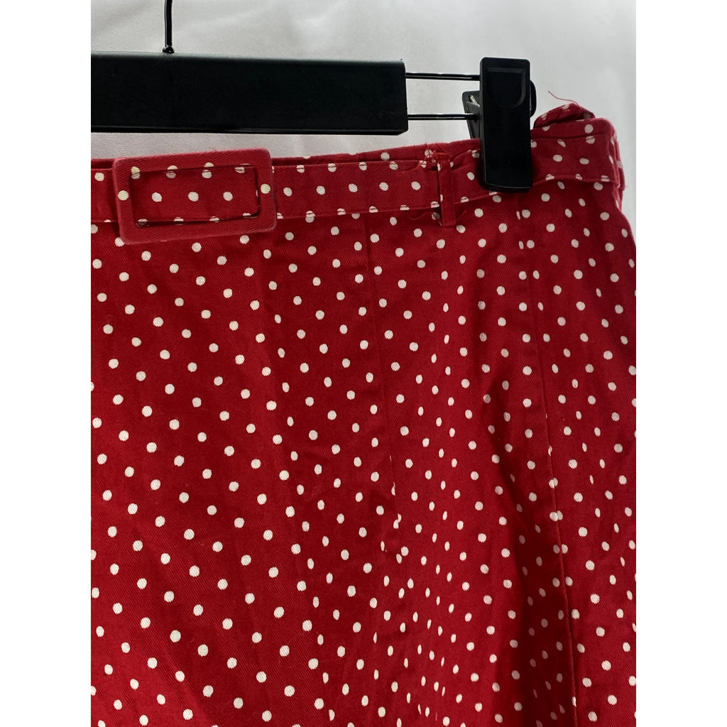 H&M Women's Red-White Polka Dot Belted A-Line Mini Skirt SZ 4