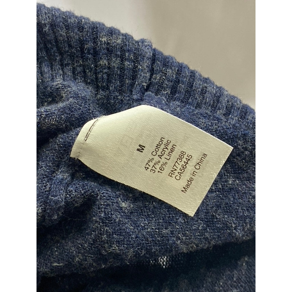 J.CREW Men's Navy Blue Half-Zip Stand Collar Cotton-Blend Sweater SZ M