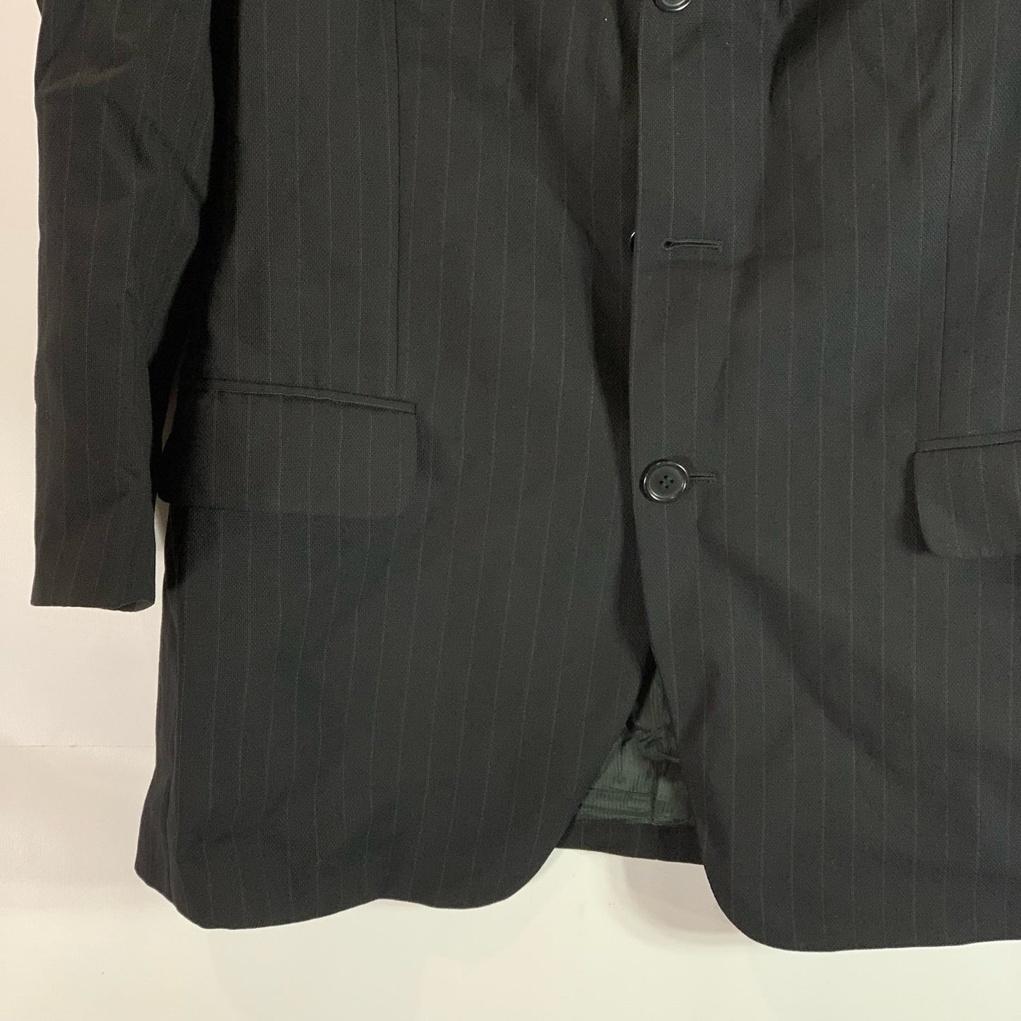 ERMENEGILDO ZEGNA SOFT Men's Black Pinstripe Three-Button Wool Blazer SZ 50R