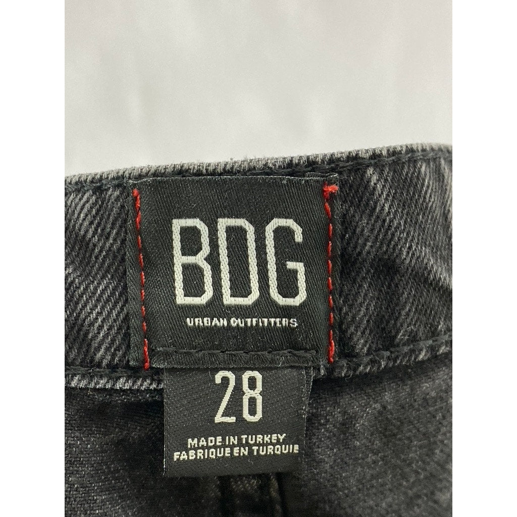 BDG By URBAN OUTFITTERS Women's Black Distressed Raw-Hem Denim Jean SZ 28