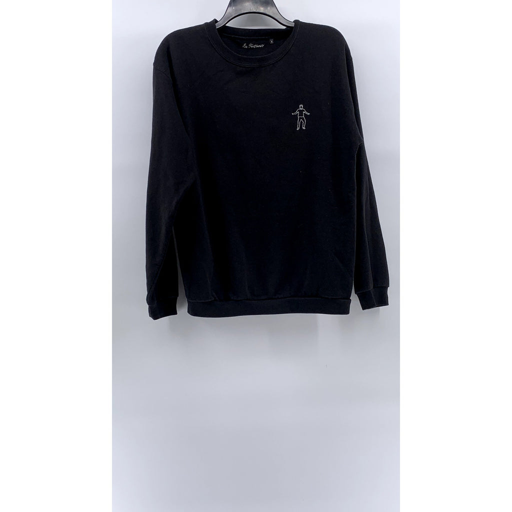 LES FANTOMES Men's Black Embroidered Man Crewneck Long Sleeve Sweatshirt SZ M