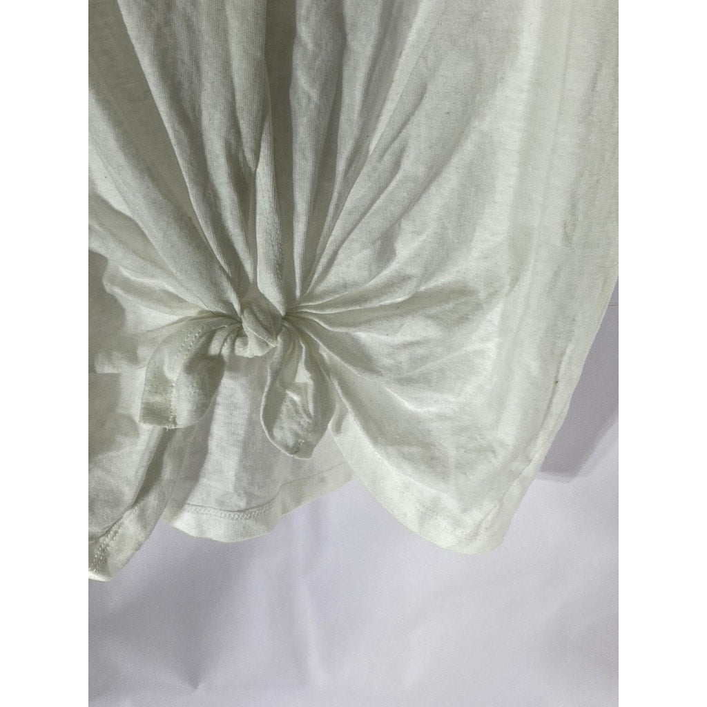 J. CREW Women's White Solid Crewneck Tie-Back Tank Top SZ L