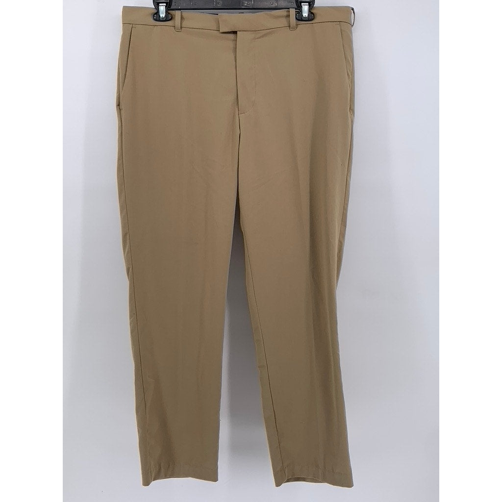 VAN HEUSEN Men's Khaki Straight Leg Flex Classic Flat Front Dress Pants SZ 38x32