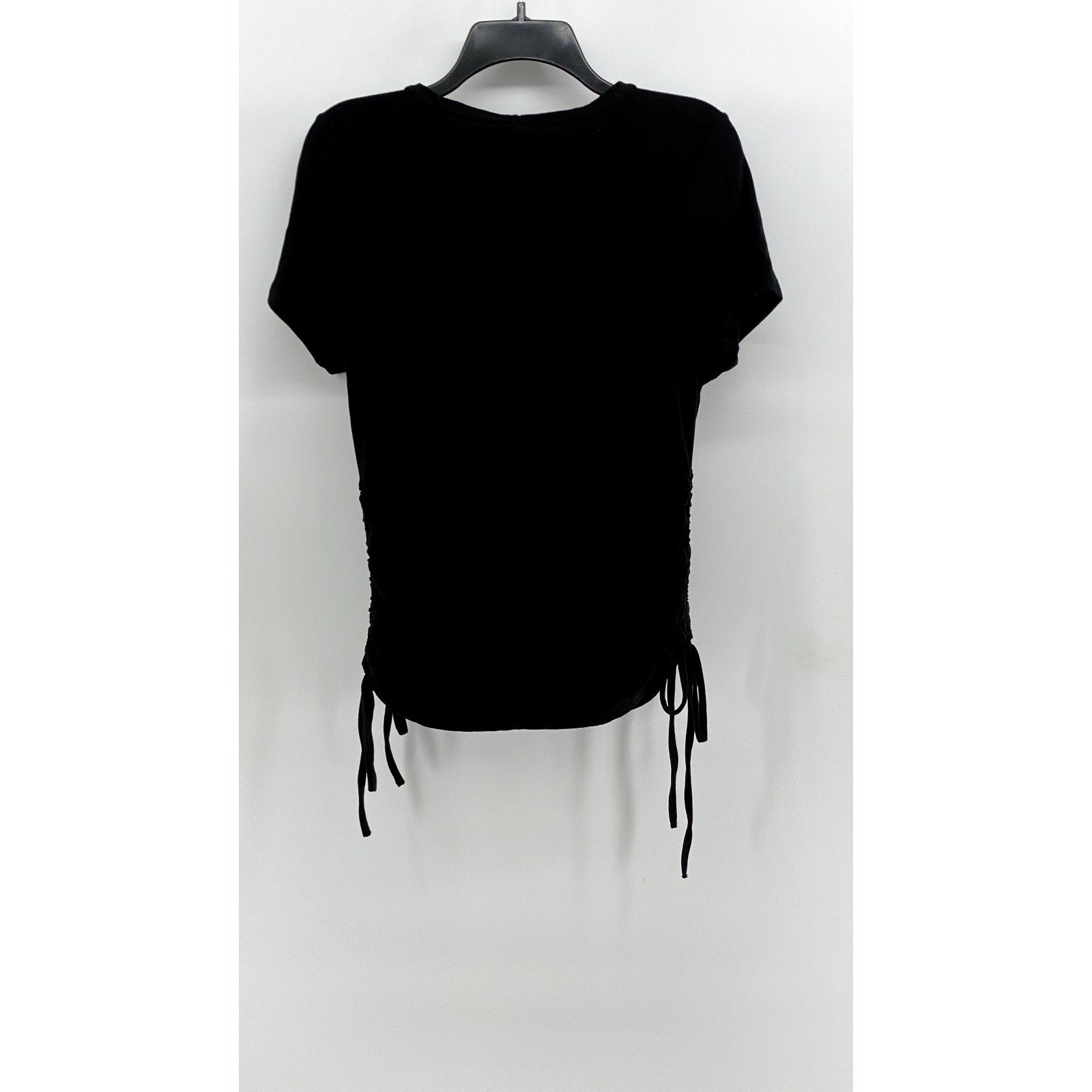 TALENT Women's Black Ribbed Side-Ruched Short Sleeve Top SZ 1XL