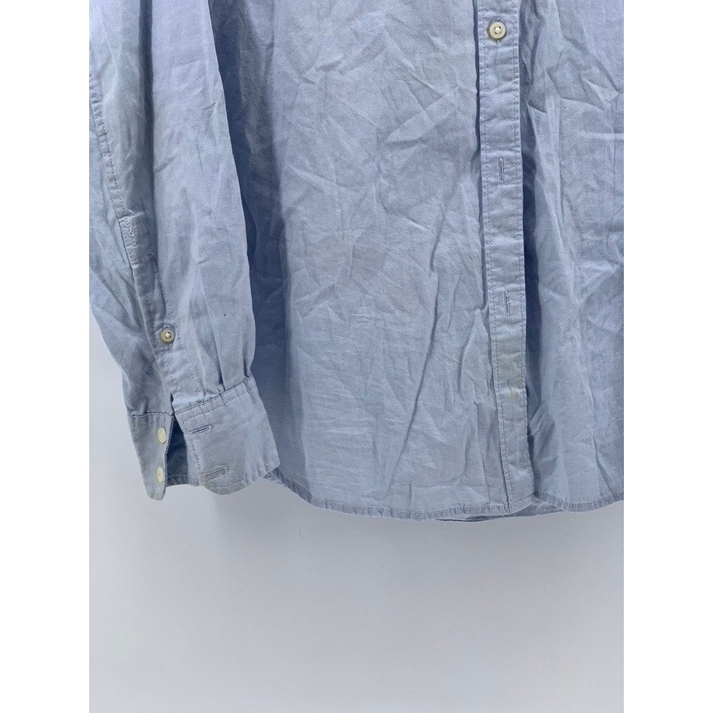 GAP Women's Light Blue New Fitted Boyfriend Button-Up Long Sleeve Top SZ M