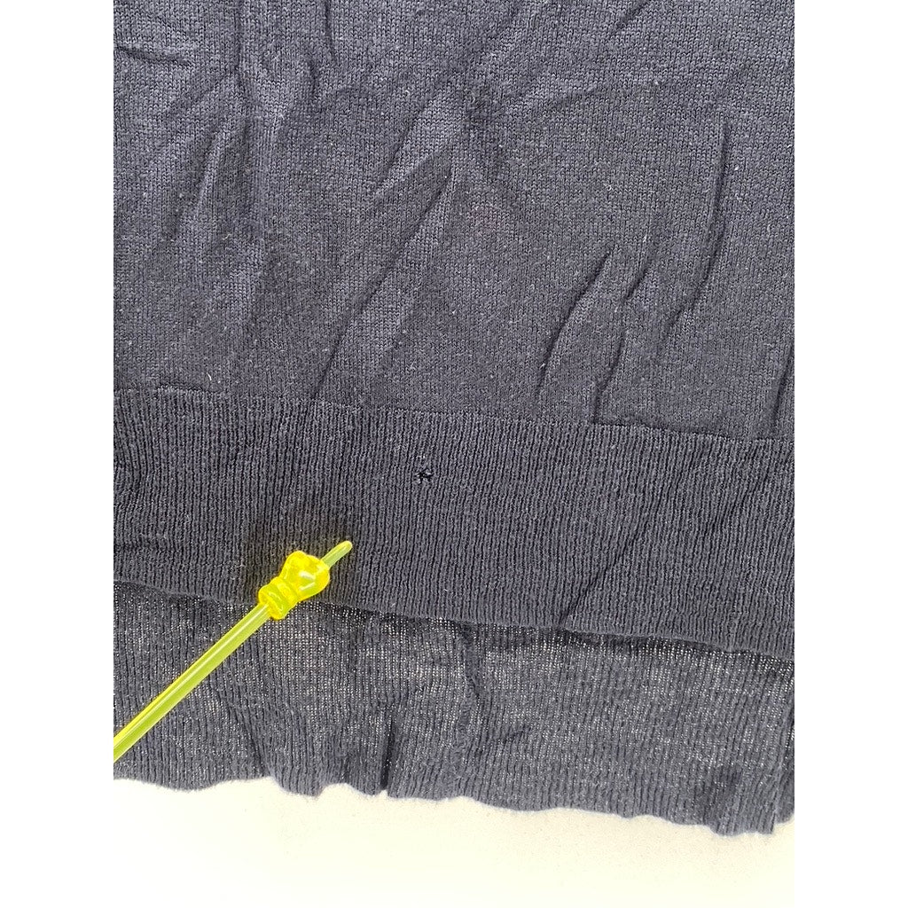 ZARA KNIT Women's Navy Blue Crewneck Long Sleeve Hi-Low Pullover Sweater SZ M