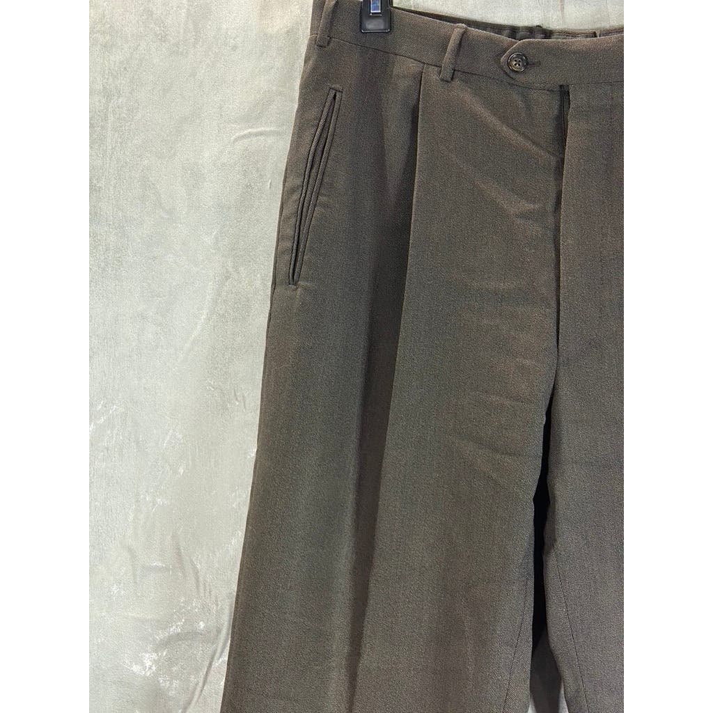 CORNELIANI Men's Brown Pleated Regular-Fit Wool Flat Front Dress Pants SZ 36R