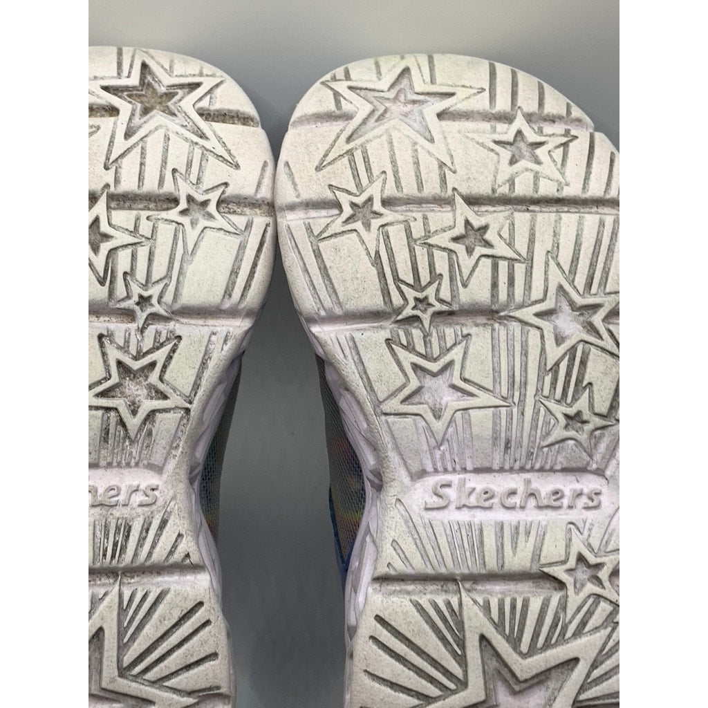 SKETCHERS Girls' Purple Galaxy Lights Tie-Dye Takeoff Light Up Sneakers SZ 11