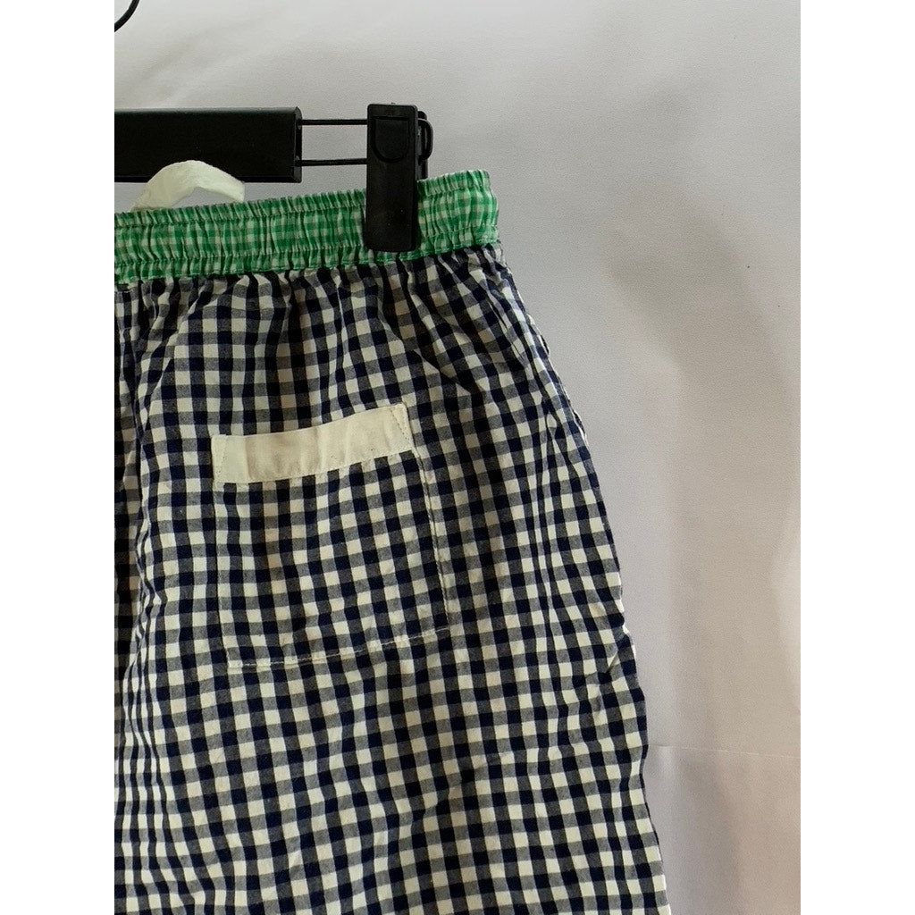 SANT AND ABEL Men's Green-Navy Gingham Hepburn Lightweight Sleep Shorts SZ S