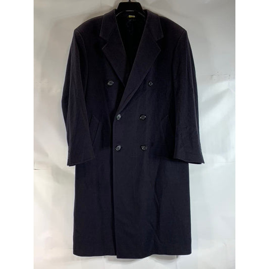 SAKS FIFTH AVENUE Men's Navy Superfine Lambswool Double-Breasted Coat SZ L