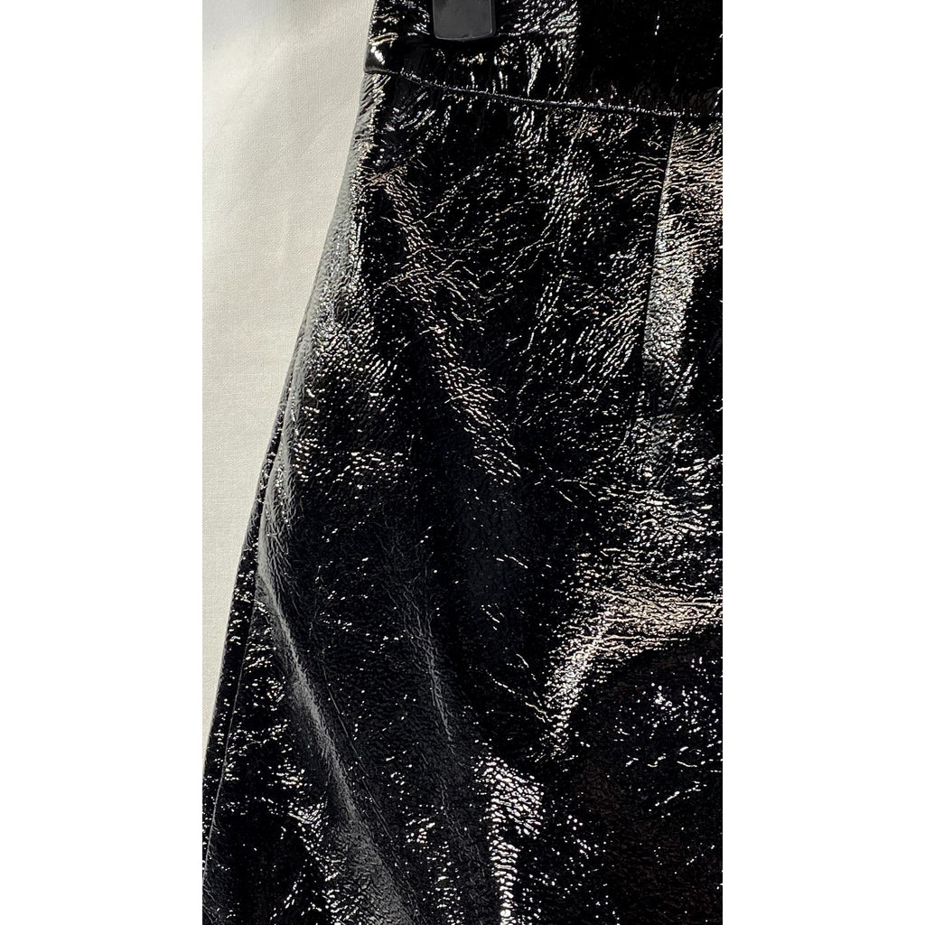 ANN SHEN Women's Black Faux Leather Straight Mini Skirt SZ L