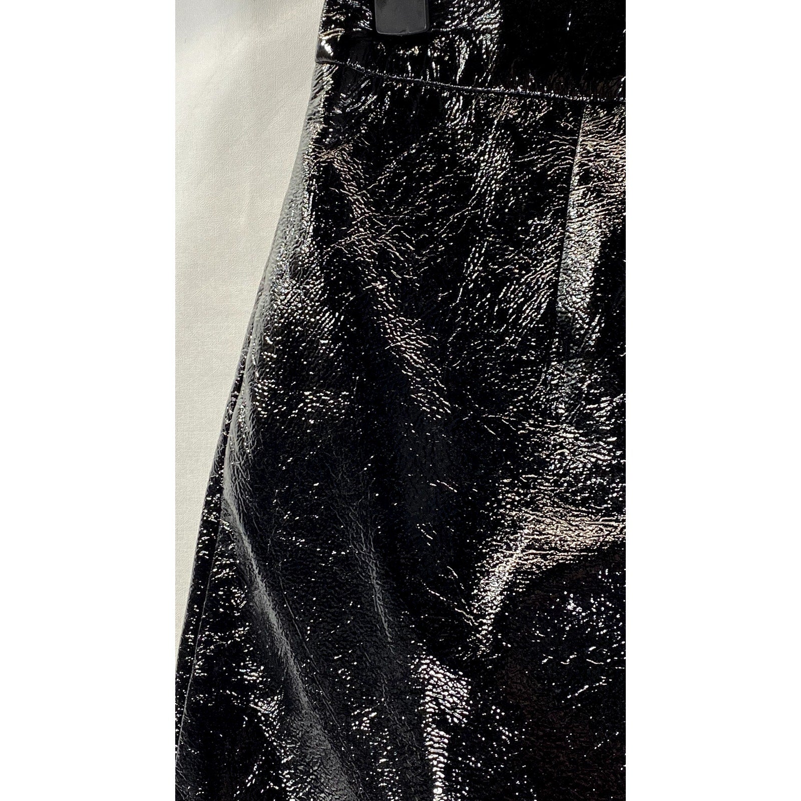 ANN SHEN Women's Black Faux Leather Straight Mini Skirt SZ L