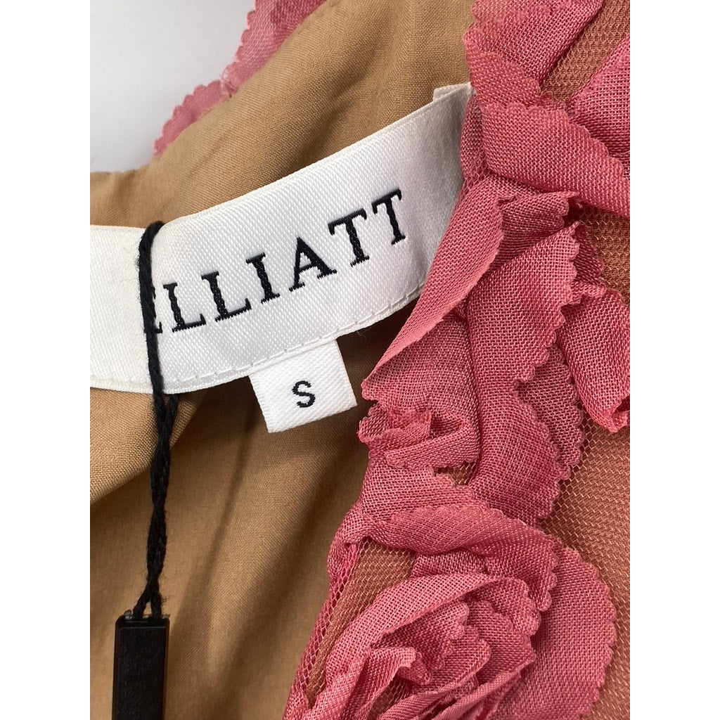 ELLIATT Women’s Pink Bloom Adoration Embroidered Floral Mesh Mini Dress SZ S