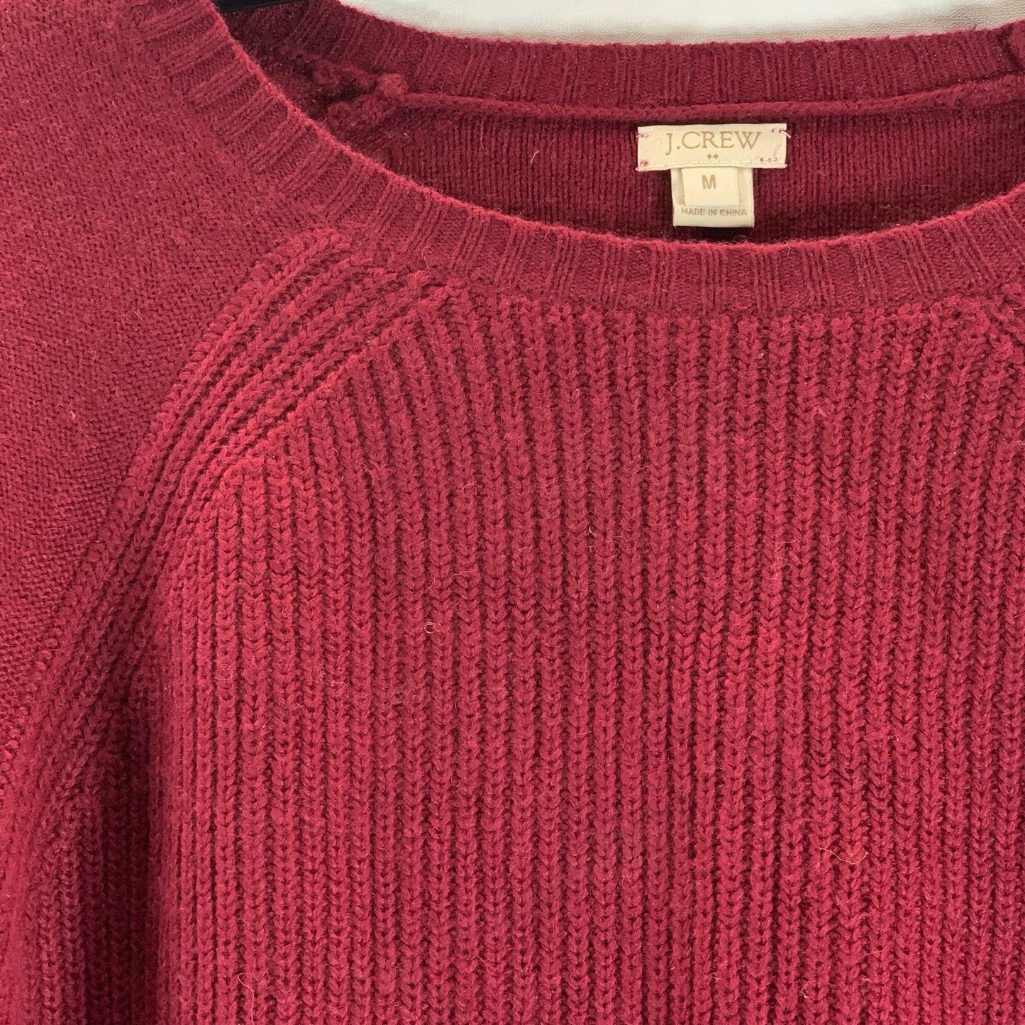 J. CREW FACTORY Women's Burgundy Warmspun Swingy Elbow-Patch Sweater SZ M