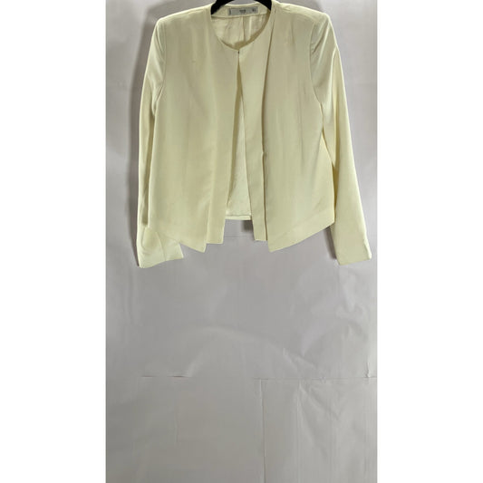 MNG BASIC Women's Cream Hook Open-Front Blazer SZ S