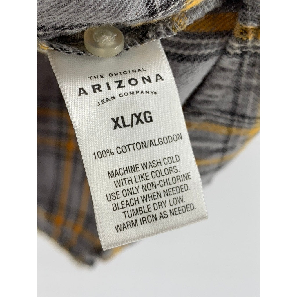 THE ORIGINAL ARIZONA Women's Gray-Yellow Plaid Button-Up Long Sleeve Shirt SZ XL
