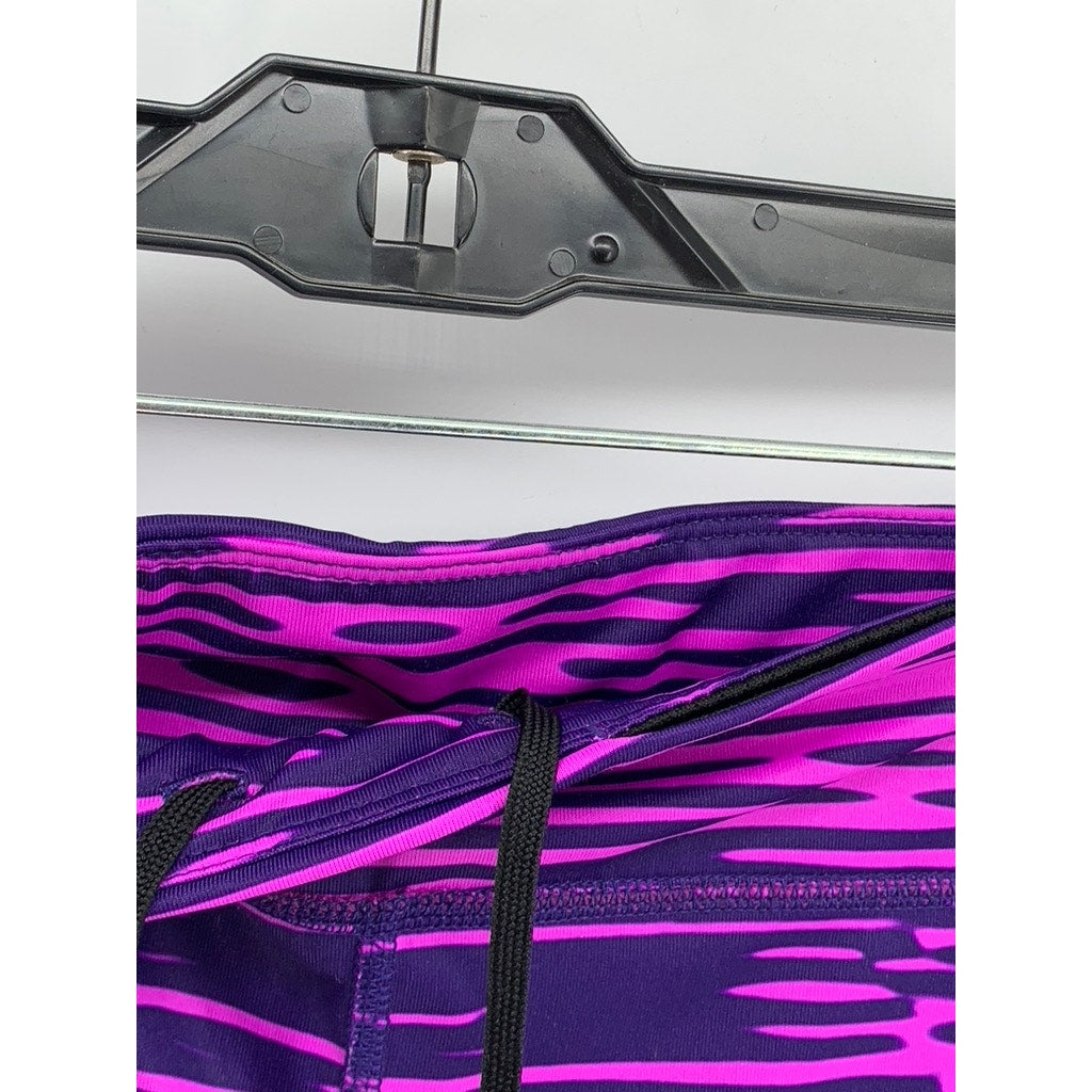 XERSION Women's Purple Printed Fitted Capri Leggings SZ M