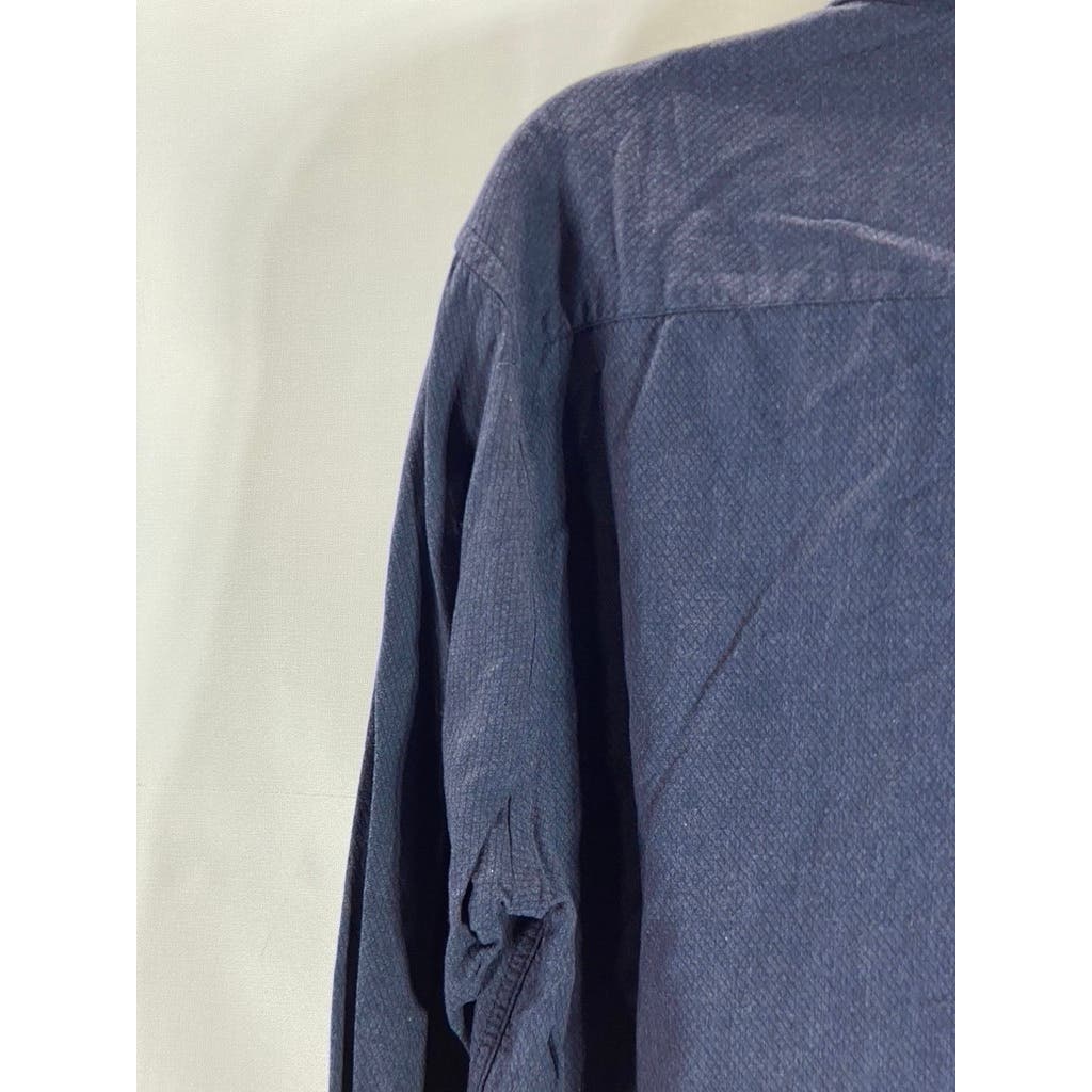 STITCH NOTE Men's Navy Egyptian Cotton Button-Down Long Sleeve Shirt SZ L