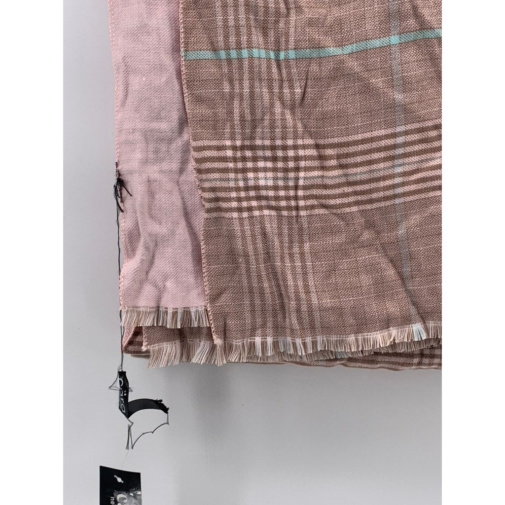CARA NEW YORK Women's Pink-Brown Plaid Fringe Shawl