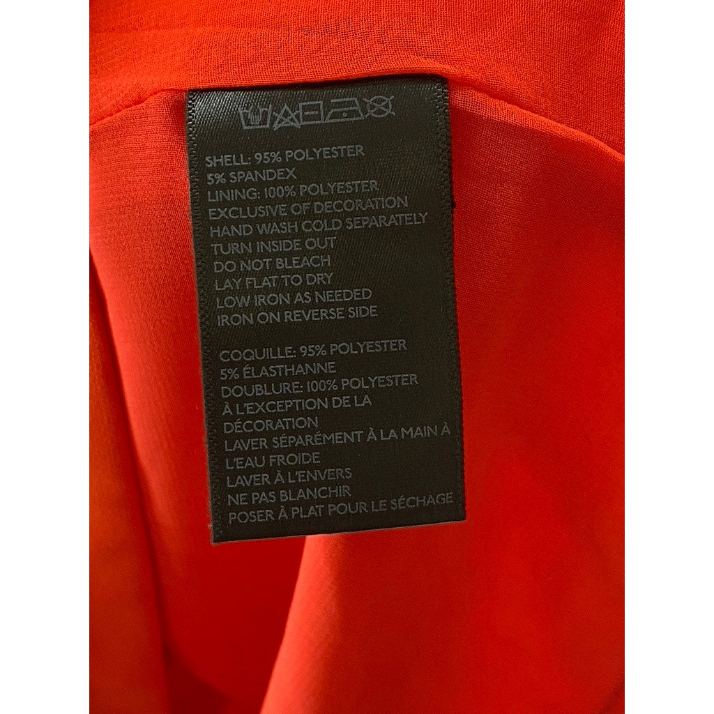 KIMCHI BLUE Women's Red-Orange Solid Ruffle Y-Neck A-Line Mini Dress SZ 8