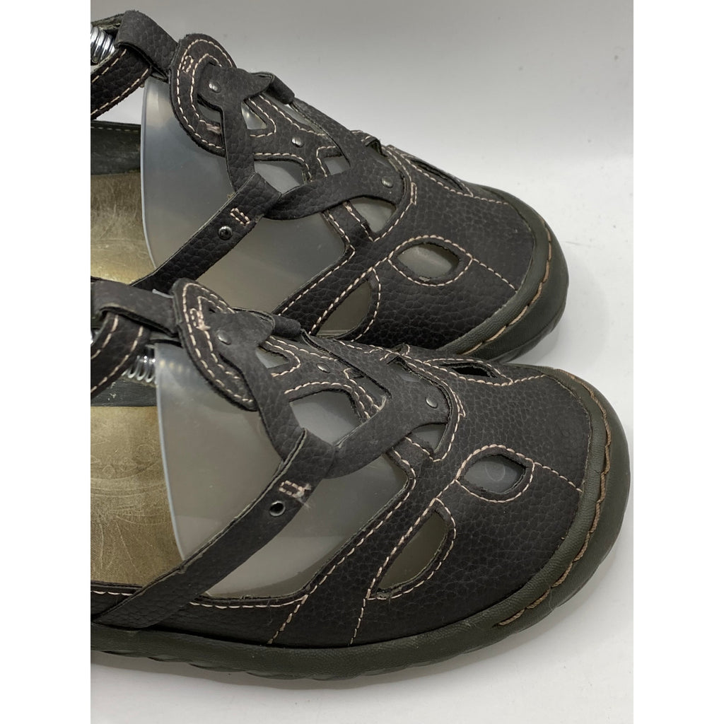 JBU By JAMBU Gray Leather Sydney Cutout Round-Toe Ankle-Strap Casual Shoes SZ7.5