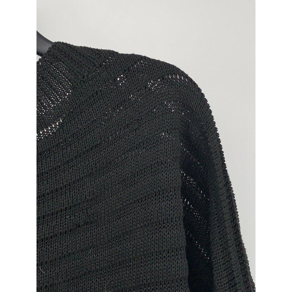 UNBRANDED Women's Black Knit Ribbed Boat-Neck Sweater SZ L