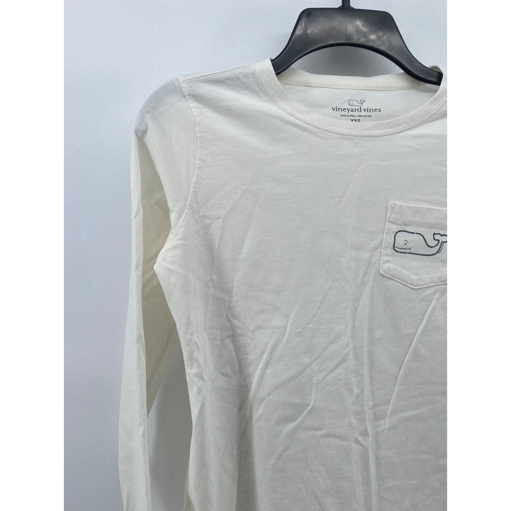 VINEYARD VINES Women’s White Crewneck Logo Long Sleeve T-Shirt SZ 2XS