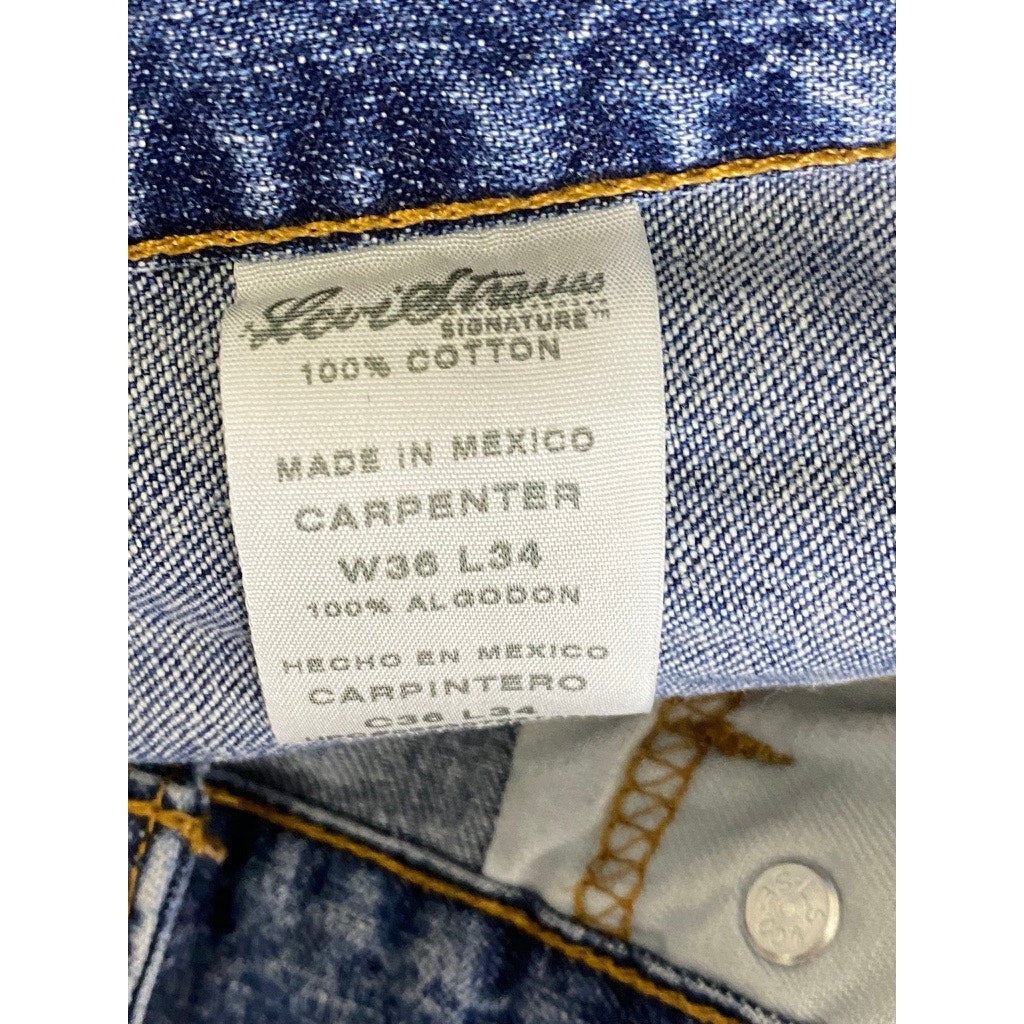 LEVIS STRAUSS SIGNATURE Men's Vintage Blue Straight-Leg Carpenter Jean SZ 36X34