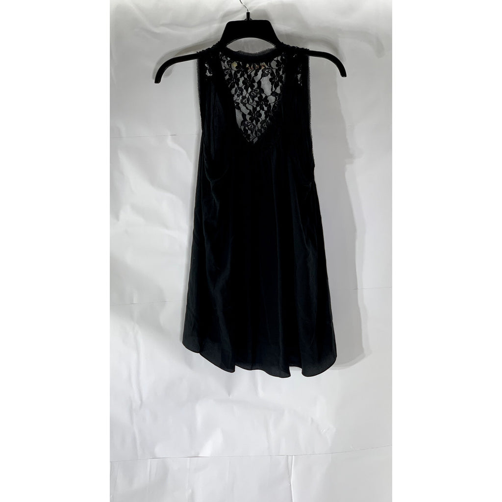 REBECCA TAYLOR Women's Black Lace V-Neck Sleeveless Top SZ 8