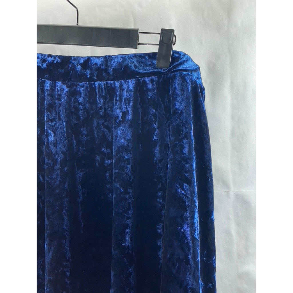 FOREVER 21 Women's Plus Size Blue Crushed Velvet A-Line Mini Skirt SZ 1X