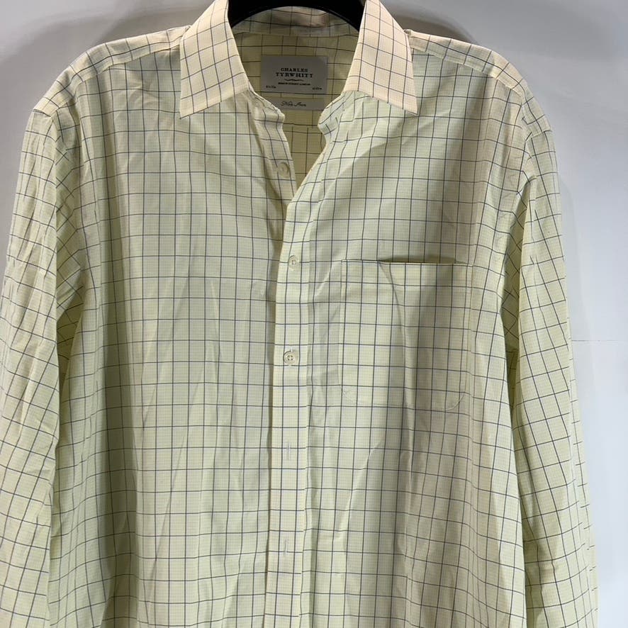 CHARLES TYRWHITT Men's Yellow Windowpane Non-Iron Button-Up Dress Shirt SZ 16.5