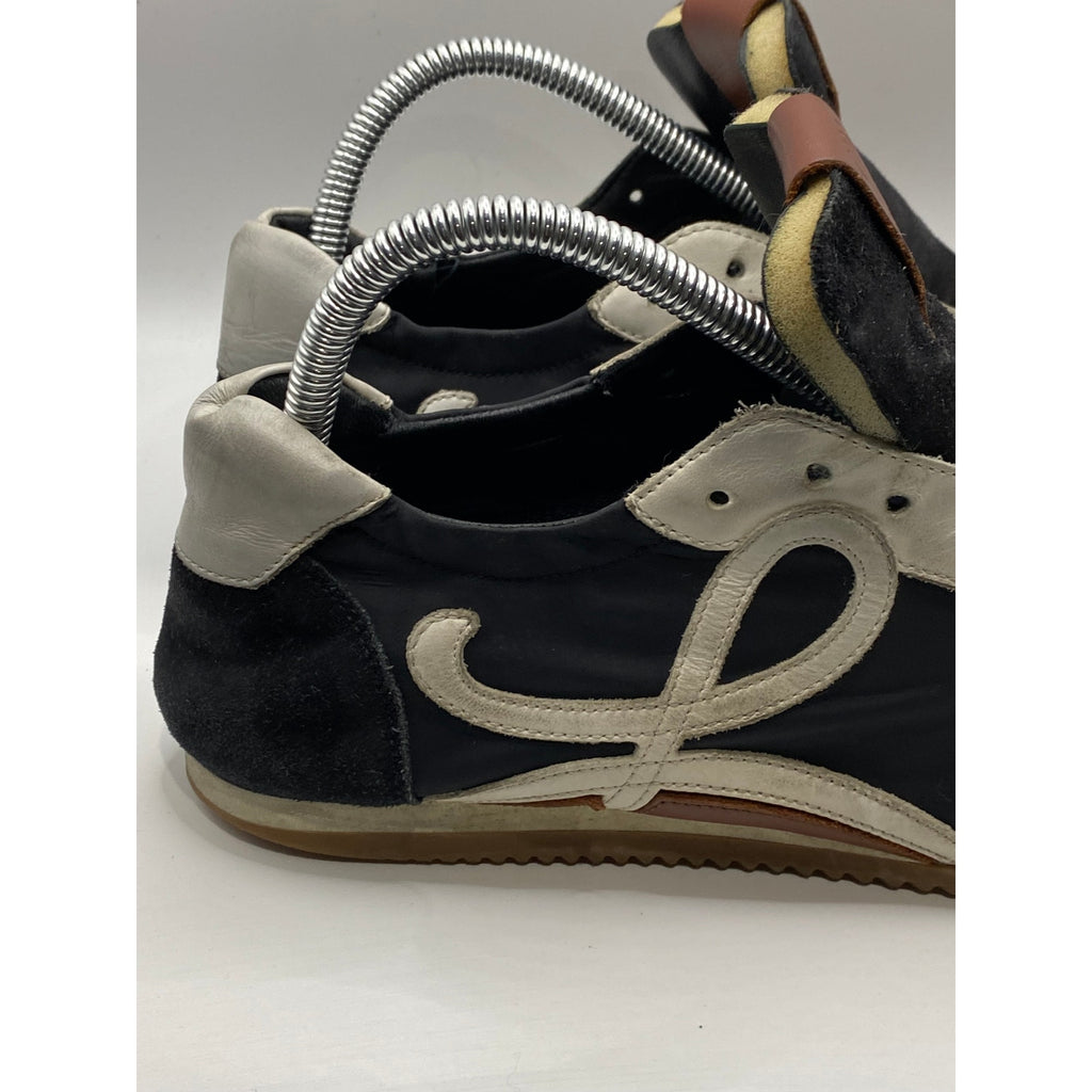 LOEWE Women's Navy-White Printed Suede Leather Ballet Runner Sneakers SZ 38(US8)