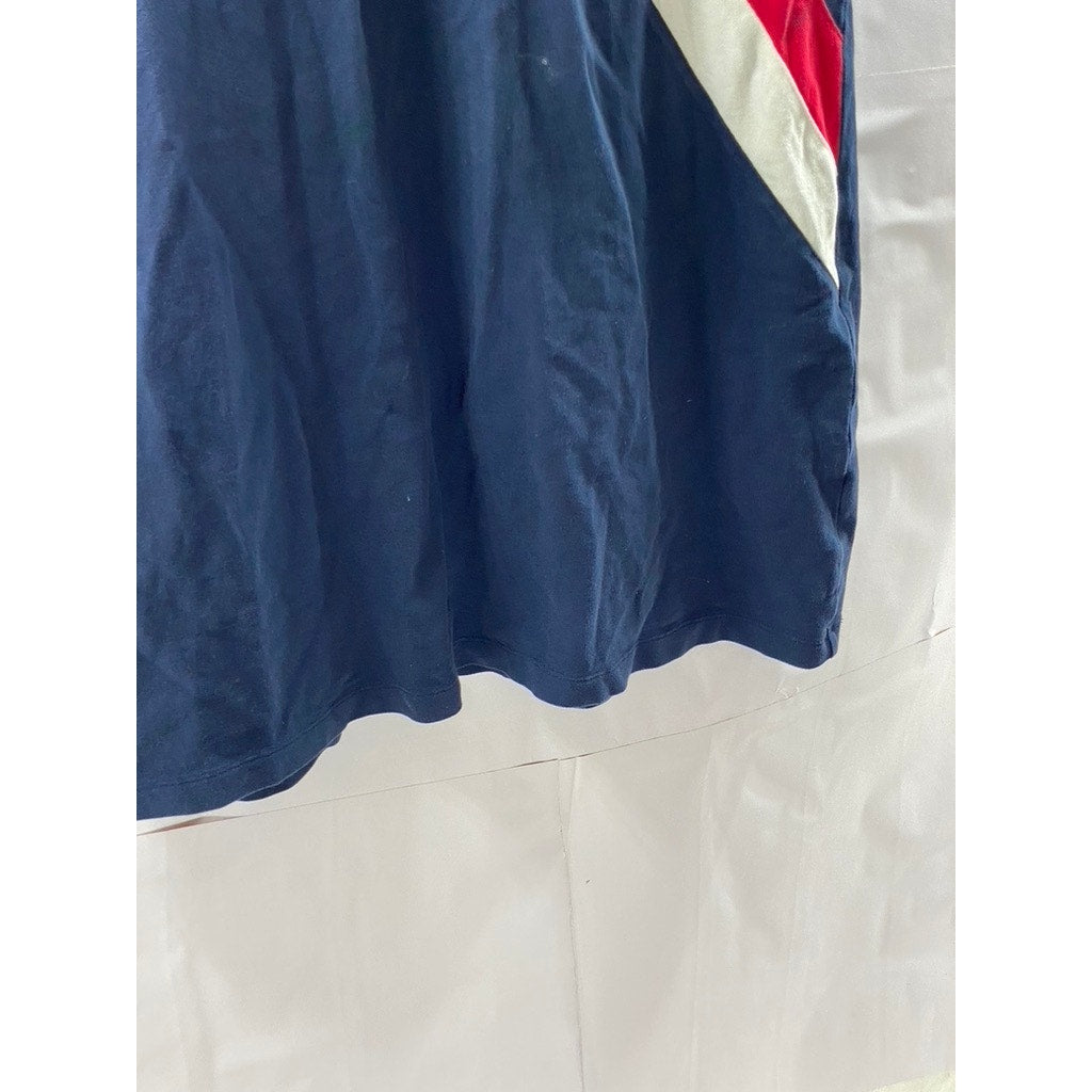 TOMMY HILFIGER Women's Navy Banner Stripe Short Sleeve Polo Mini Dress SZ M