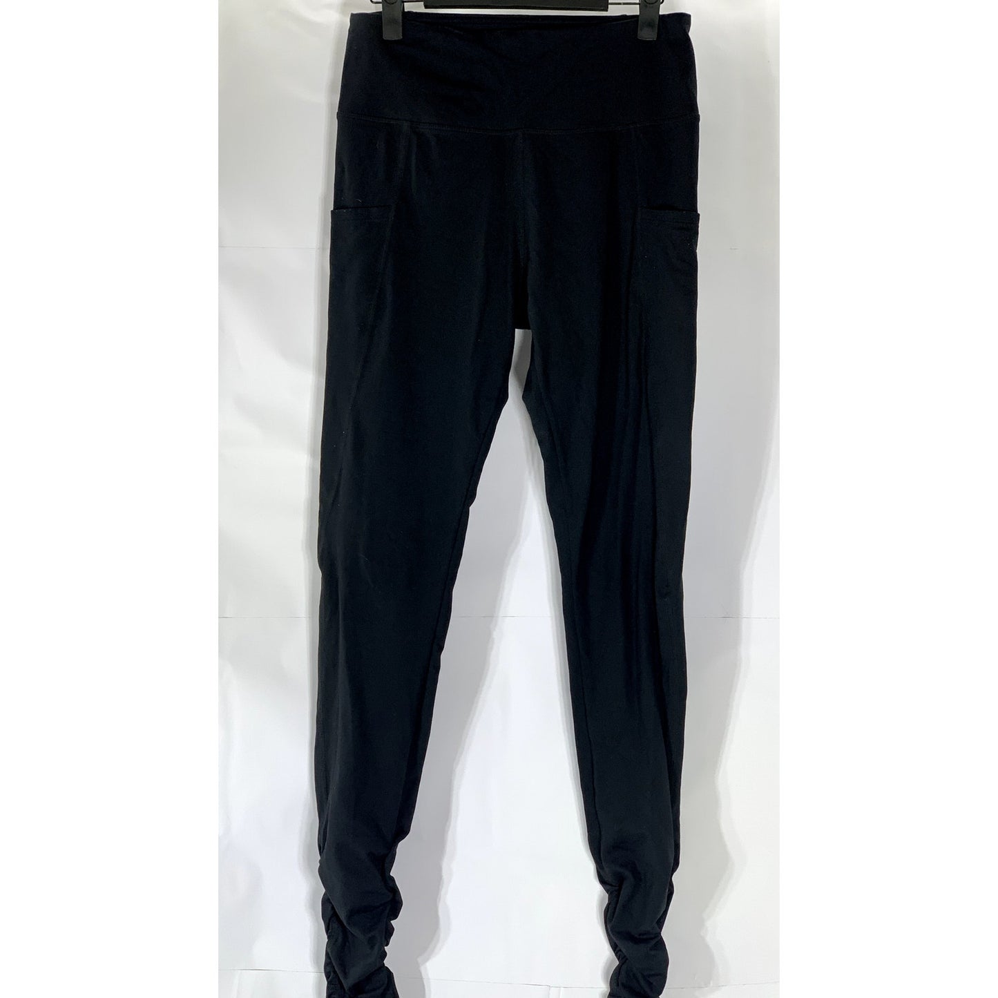 BALEAF Women's Black Scrunched Leg Tummy-Control High-Rise Ankle Leggings SZ M
