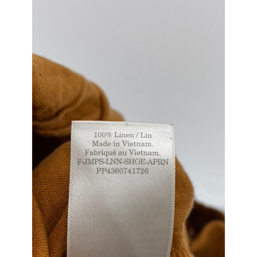 EVERLANE Women's Brown Linen Shoestring Apron Open-Back Jumpsuit SZ S