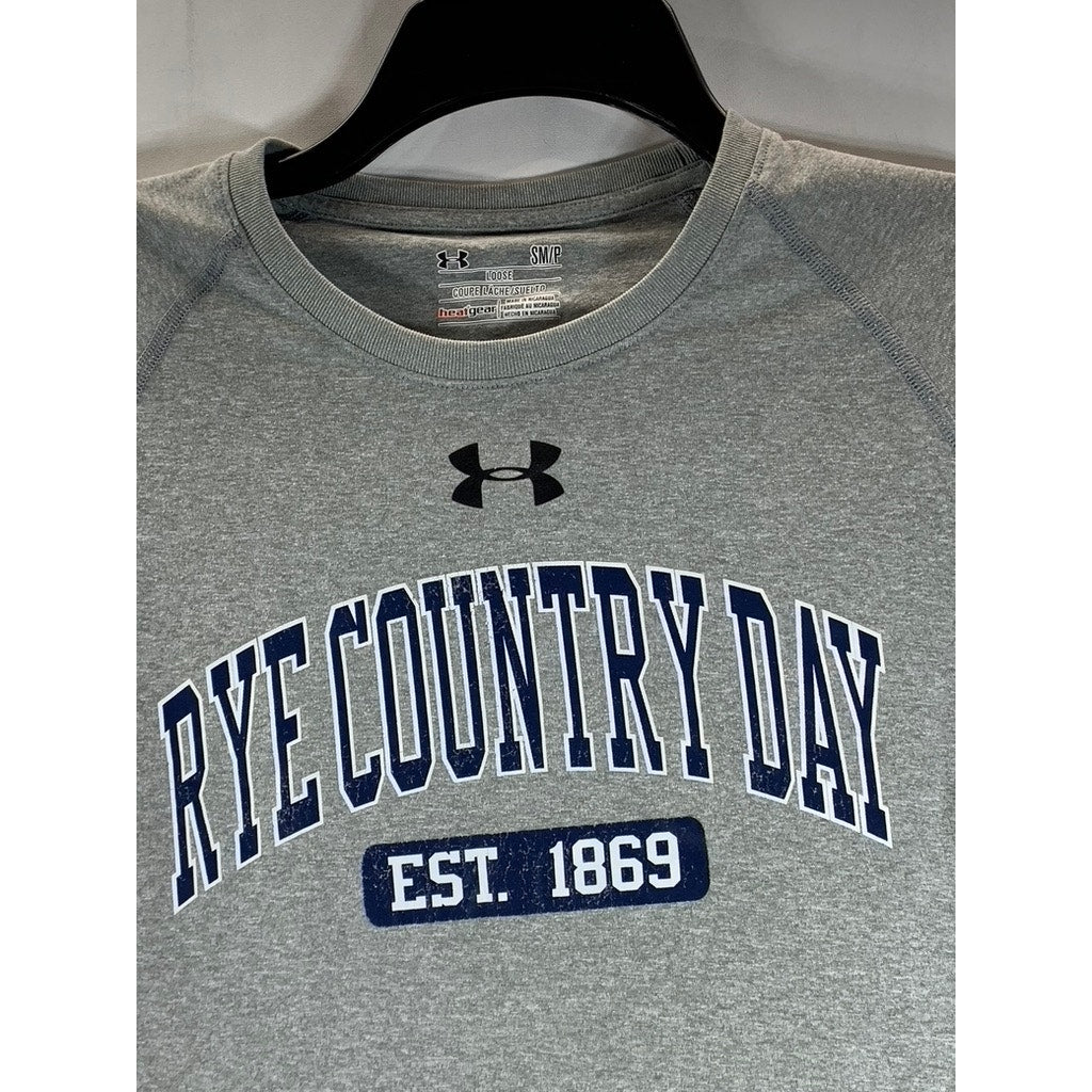 UNDER ARMOUR Men's Gray Rye Country Day Logo Heatgear Loose T-Shirt SZ S