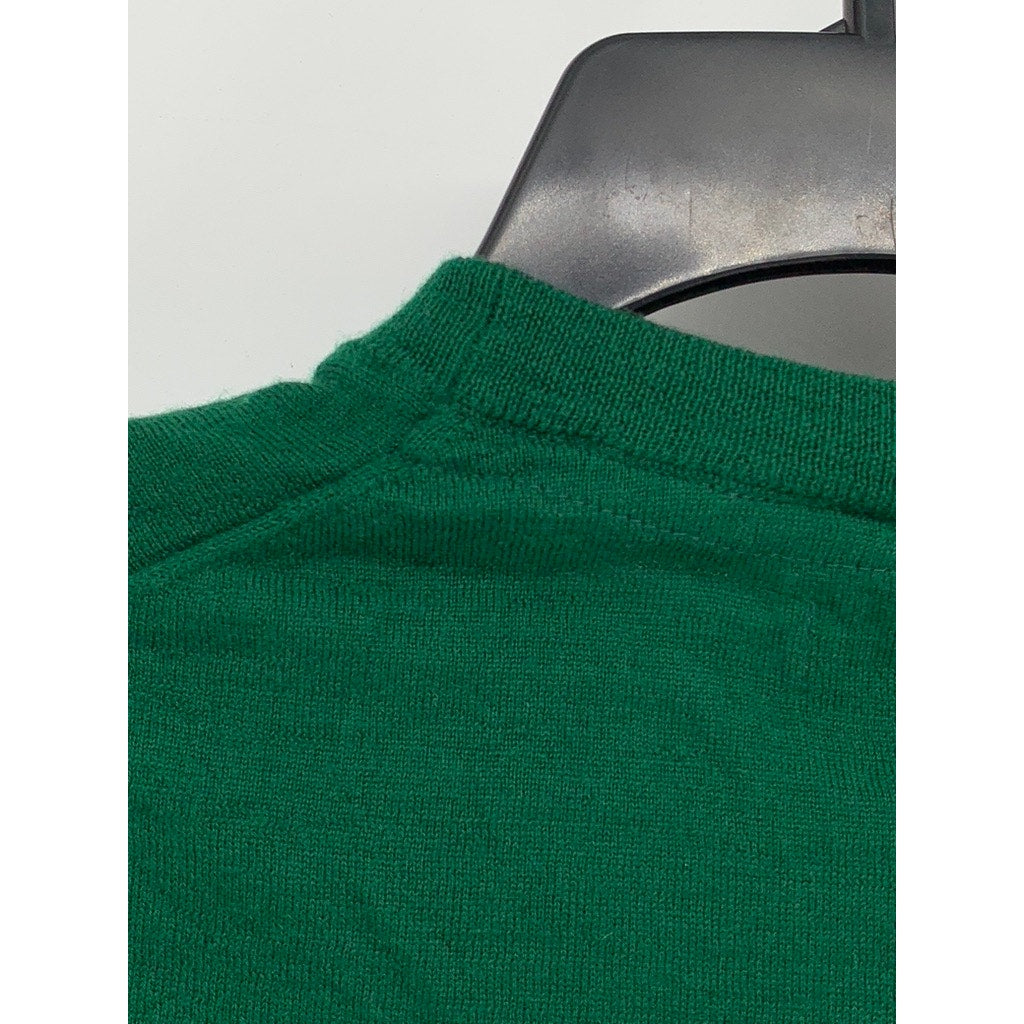 LELLO Men's Dark Green Knit Crewneck Wool Sweater SZ L