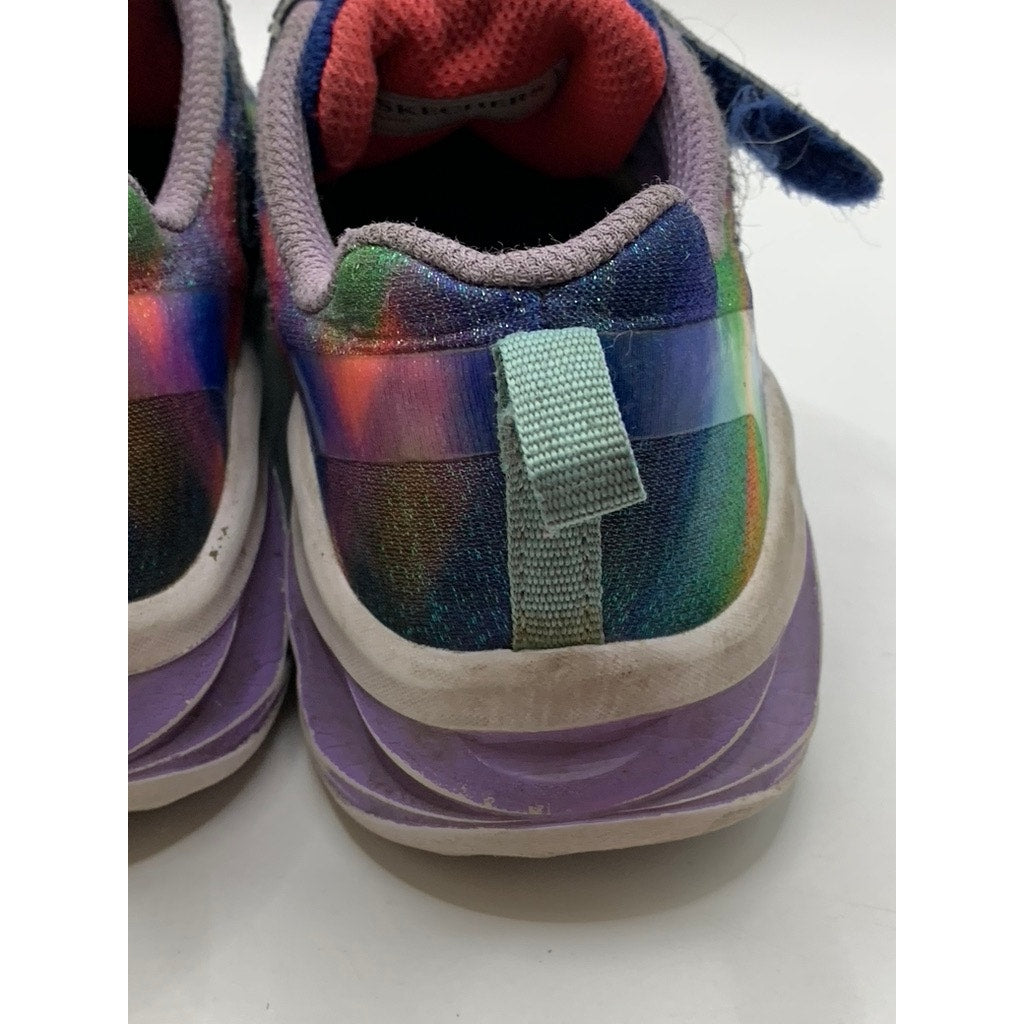 SKECHERS Little Girls' Blue-Multi Tie-Dye Coastline Running Shoes SZ 12