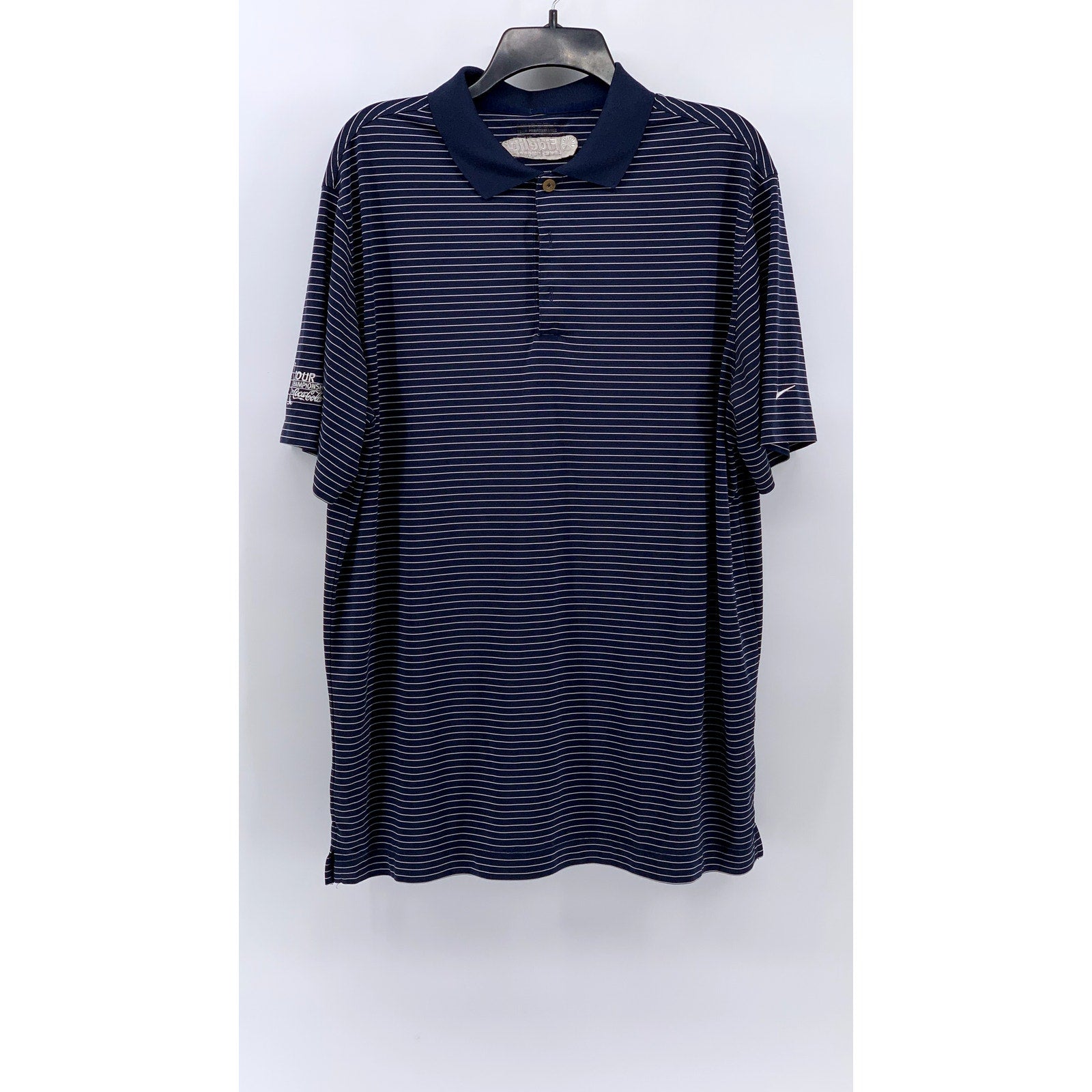 NIKE GOLF Men's Navy-White Striped Polo SZ XL