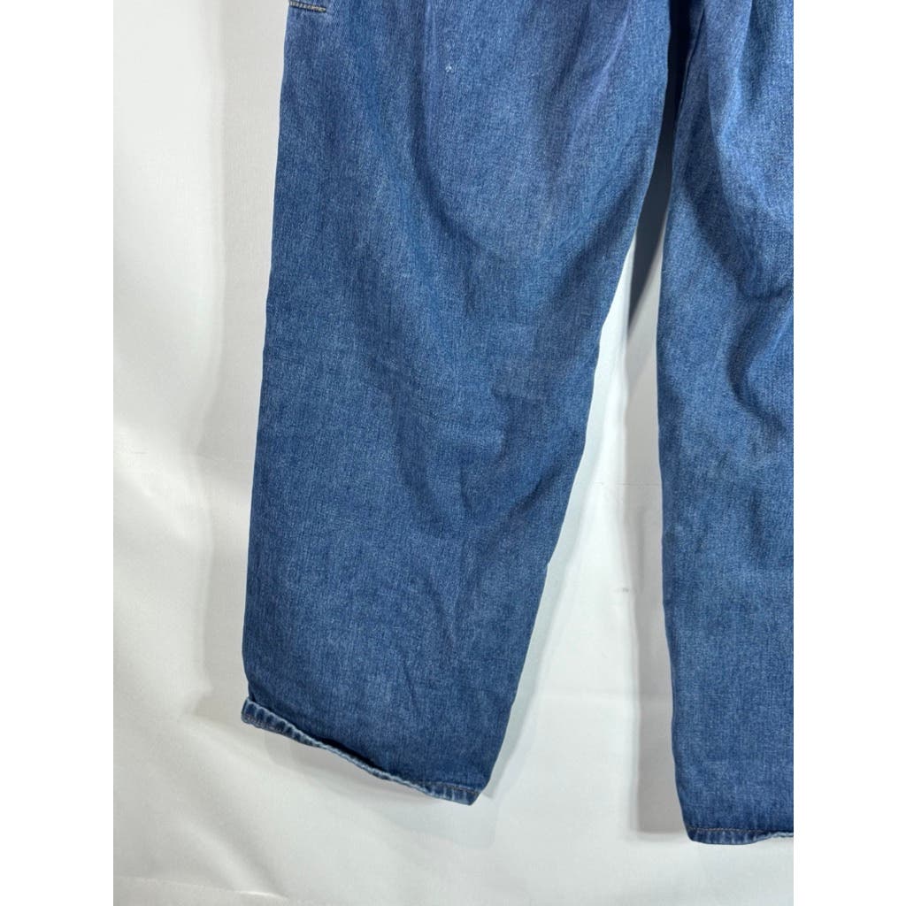 CIDER Women's Blue Denim High-Rise Wide-Leg Straight Jeans SZ XL(10)