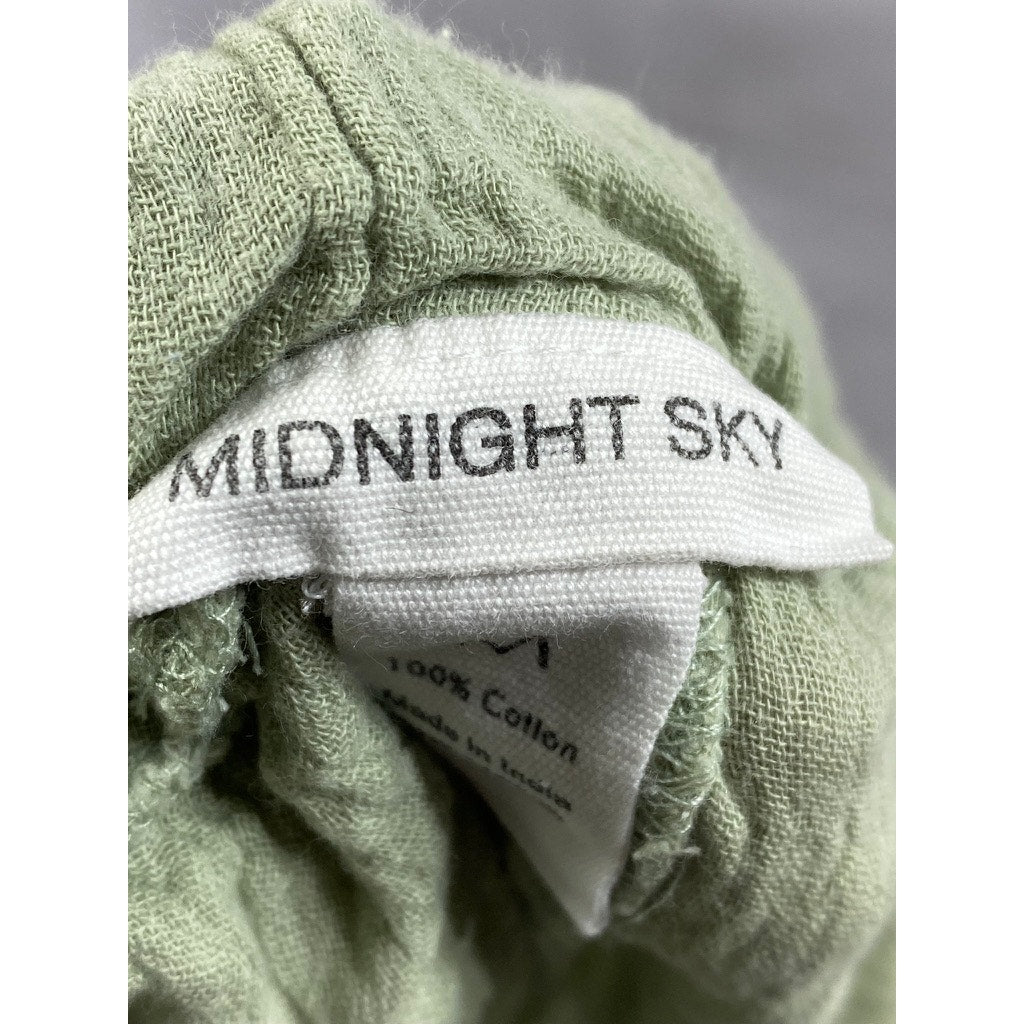 MIDNIGHT SKY Women's Green Lightweight Relaxed Fit Drawstring Shorts SZ M