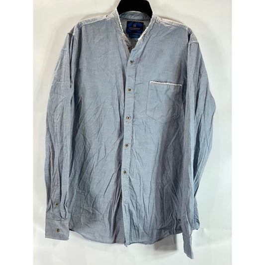 SCOTCH & SODA Men's Light Blue Raw Mandarin Collar Regular-Fit Collar SZ XL