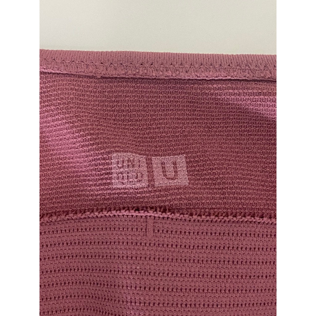 UNIQLO U Women's Pink Straight-Neck Ribbed-Hem Sport Bra SZ S