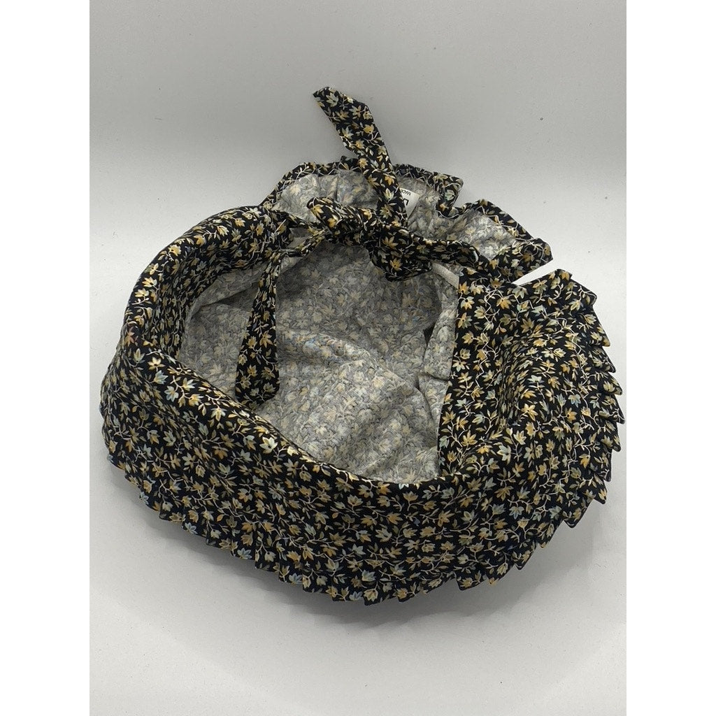 UNBRANDED Women’s Black Floral Print Ruffle Prairie Hat SZ L