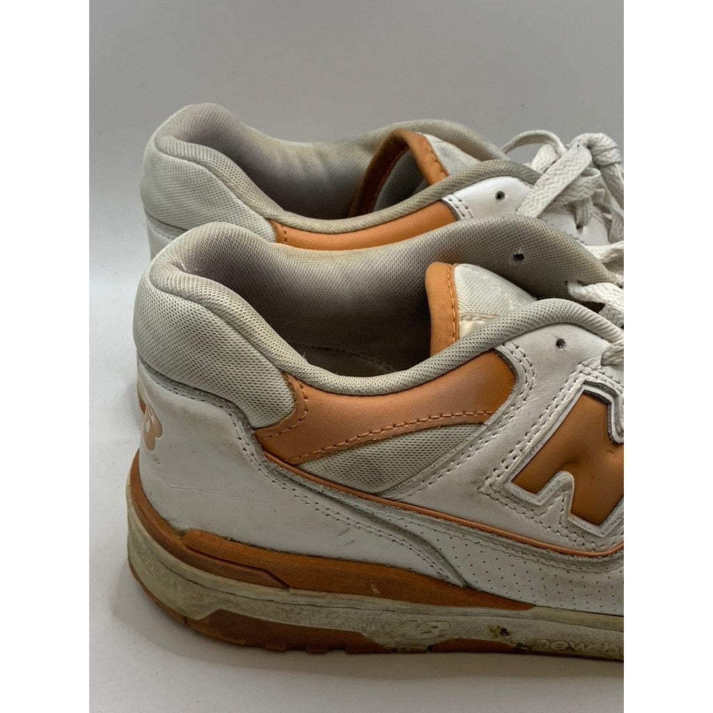 NEW BALANCE Men's White-Orange 550 Sneakers SZ 10