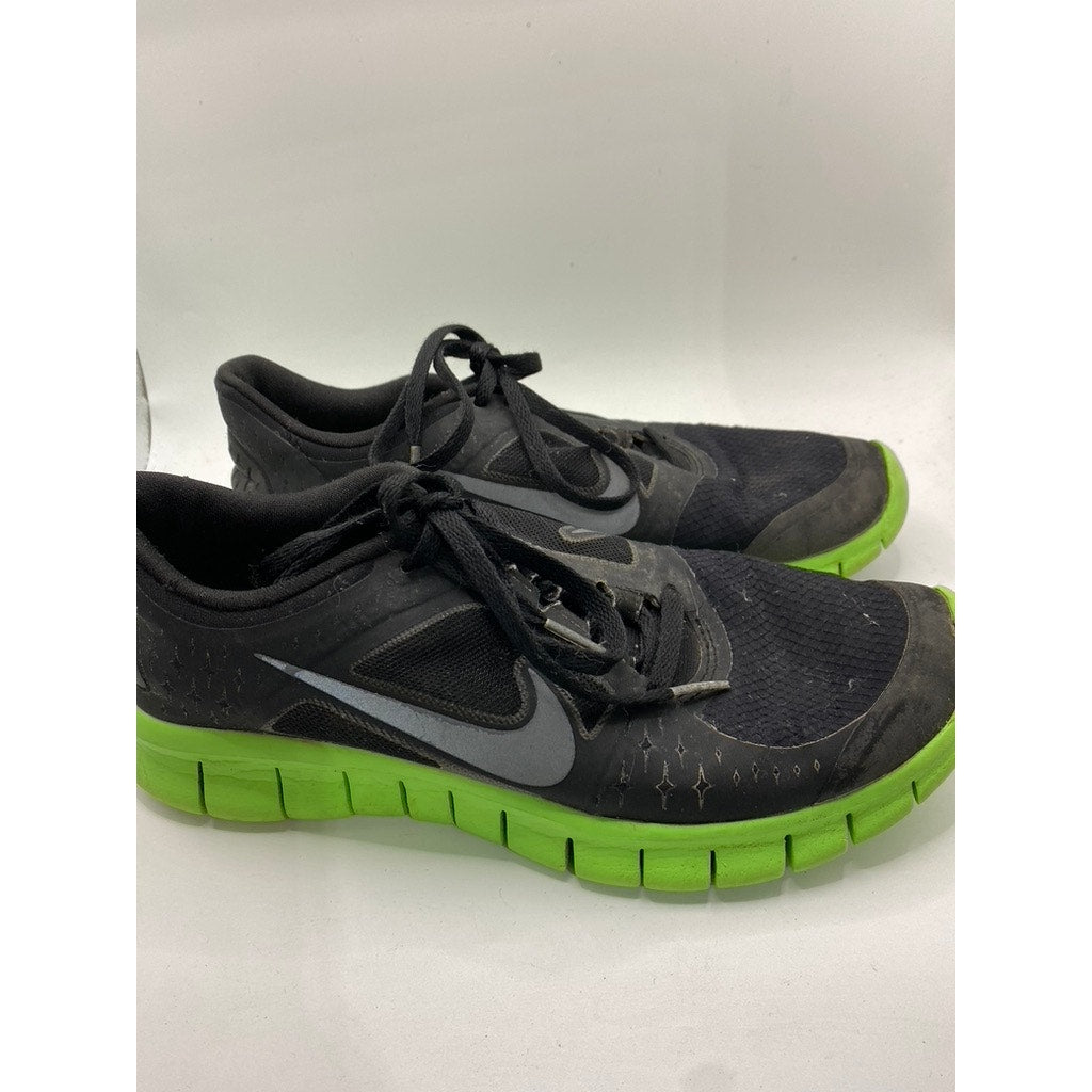 NIKE Boys' Black-Green Free Run III Mesh Lace-Up Active Sneakers SZ 5.5Y